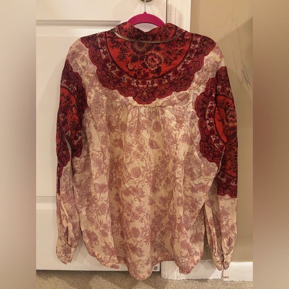 Free People “Rose Bud” Blouse – Mixed Print Boho Button down 100% Cotton 🌸 - Picture 6 of 9
